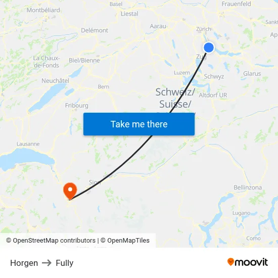 Horgen to Fully map