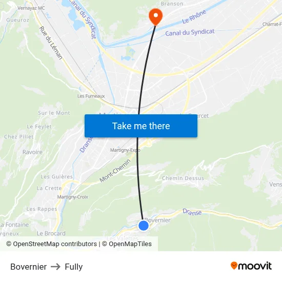 Bovernier to Fully map