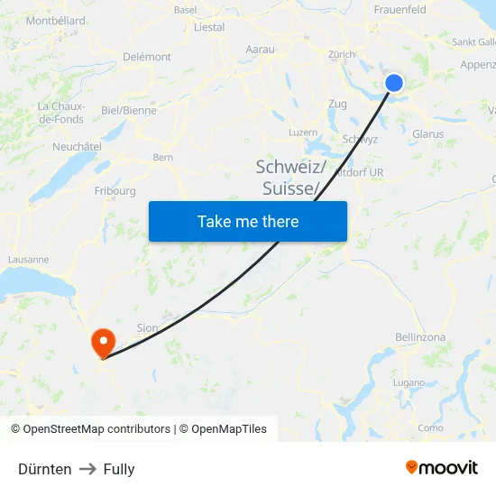Dürnten to Fully map