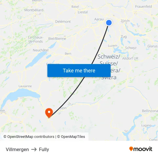 Villmergen to Fully map