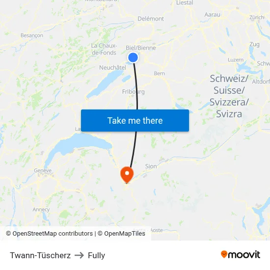 Twann-Tüscherz to Fully map