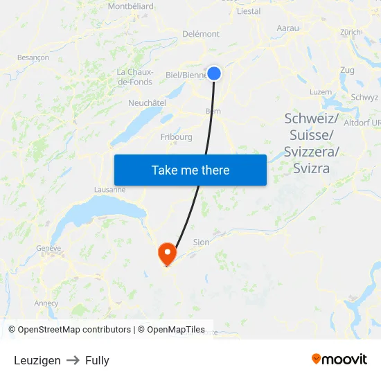 Leuzigen to Fully map