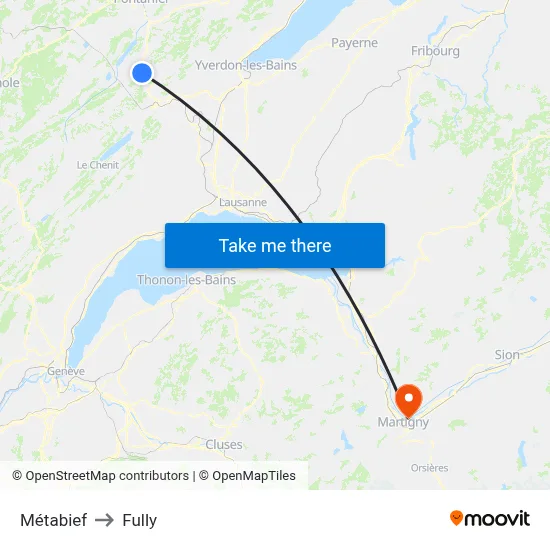 Métabief to Fully map