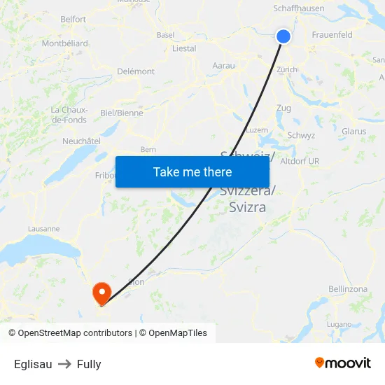 Eglisau to Fully map