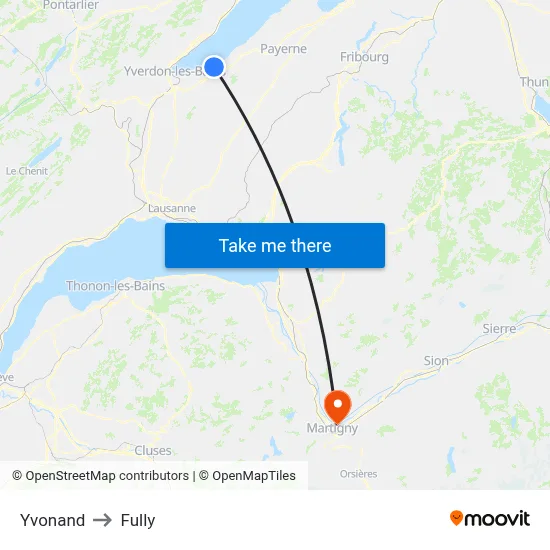 Yvonand to Fully map