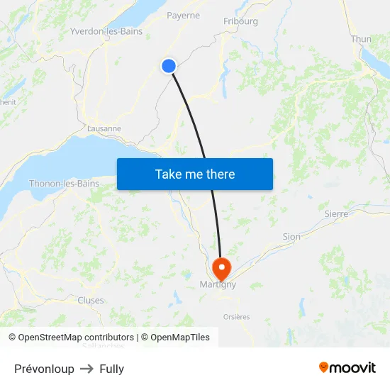 Prévonloup to Fully map