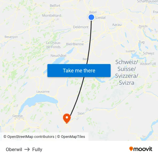 Oberwil to Fully map