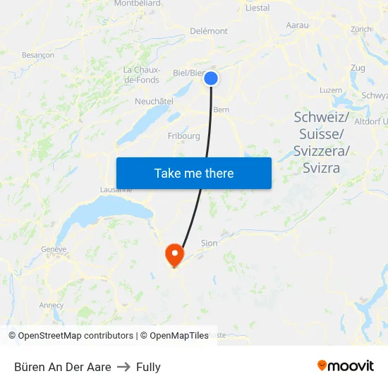 Büren An Der Aare to Fully map