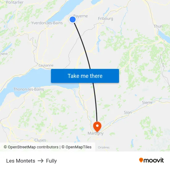 Les Montets to Fully map