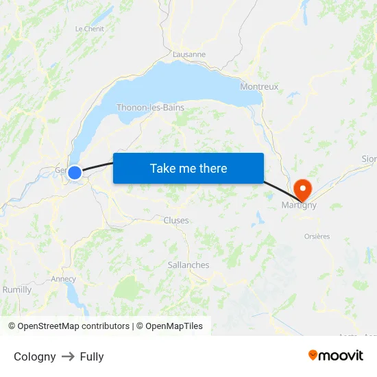 Cologny to Fully map