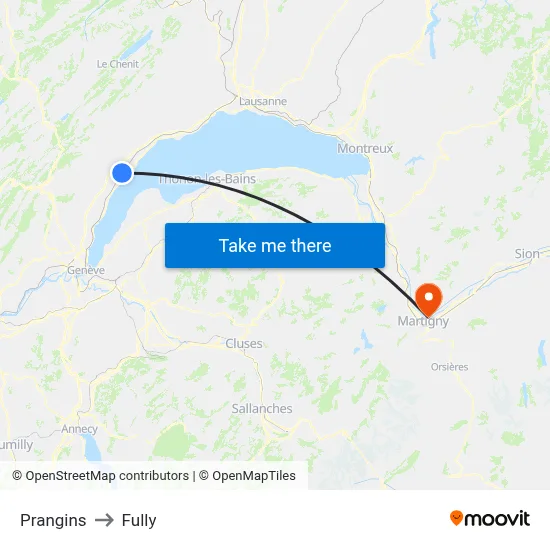 Prangins to Fully map