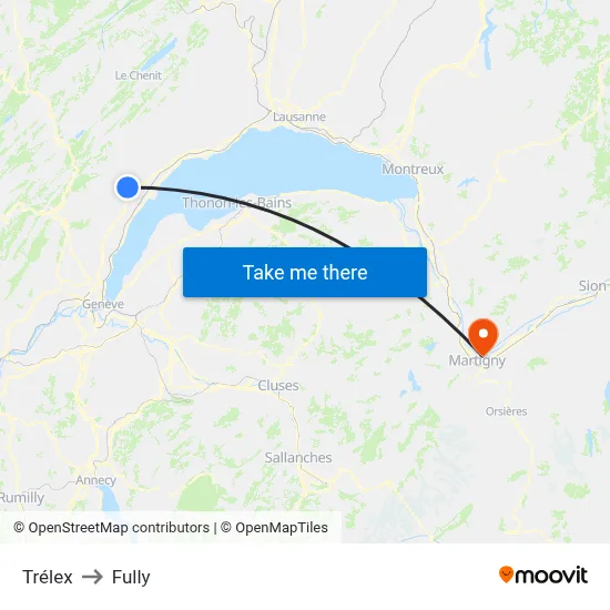 Trélex to Fully map