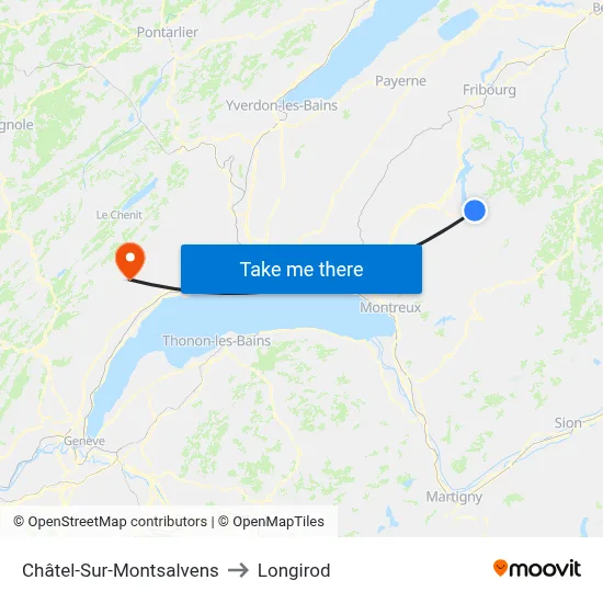 Châtel-Sur-Montsalvens to Longirod map