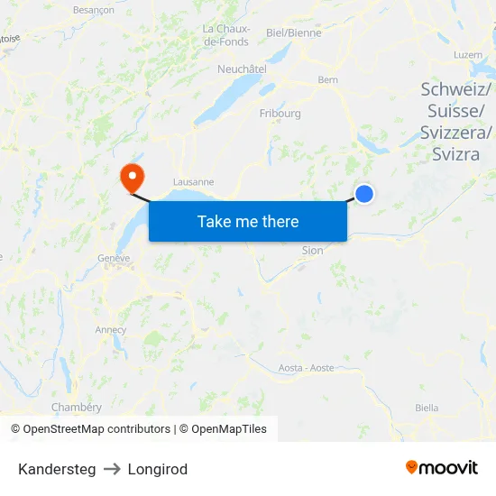 Kandersteg to Longirod map