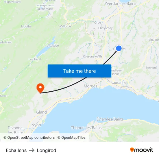 Echallens to Longirod map