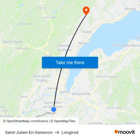 Saint-Julien-En-Genevois to Longirod map