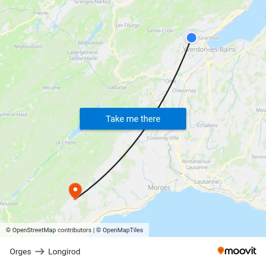 Orges to Longirod map