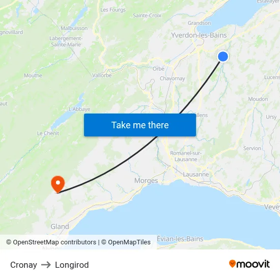Cronay to Longirod map