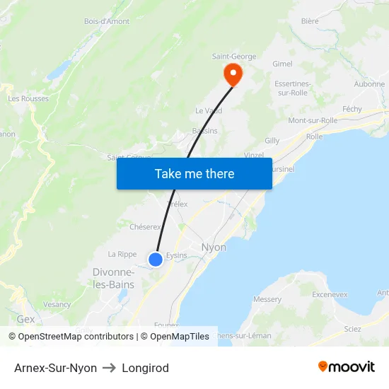 Arnex-Sur-Nyon to Longirod map
