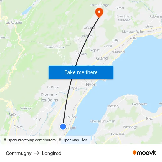 Commugny to Longirod map