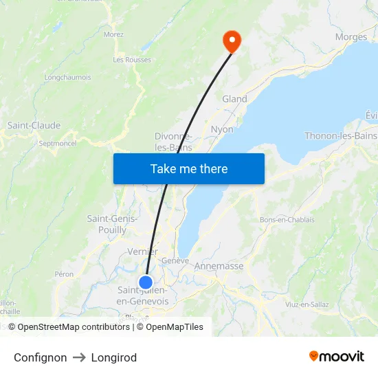 Confignon to Longirod map