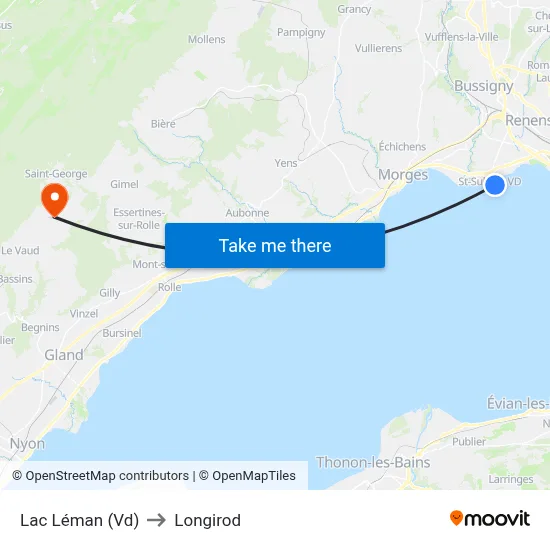 Lac Léman (Vd) to Longirod map