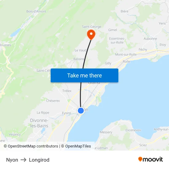 Nyon to Longirod map