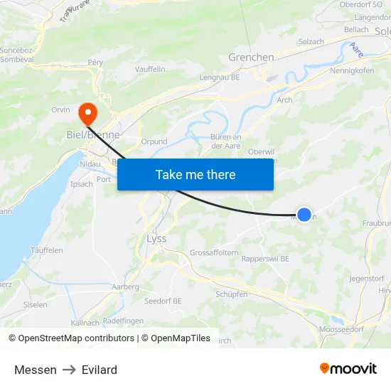 Messen to Evilard map