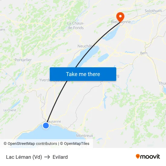 Lac Léman (Vd) to Evilard map