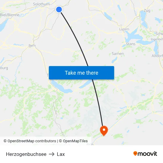 Herzogenbuchsee to Lax map