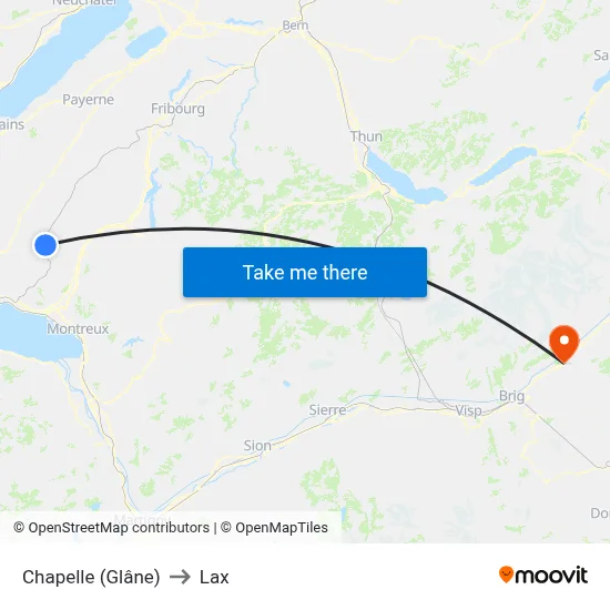Chapelle (Glâne) to Lax map