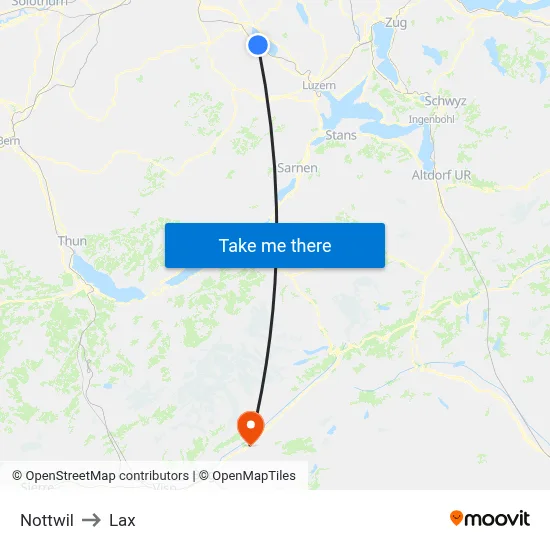 Nottwil to Lax map