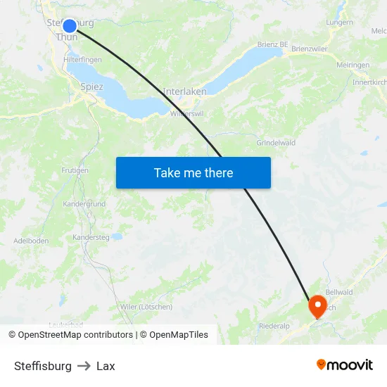 Steffisburg to Lax map