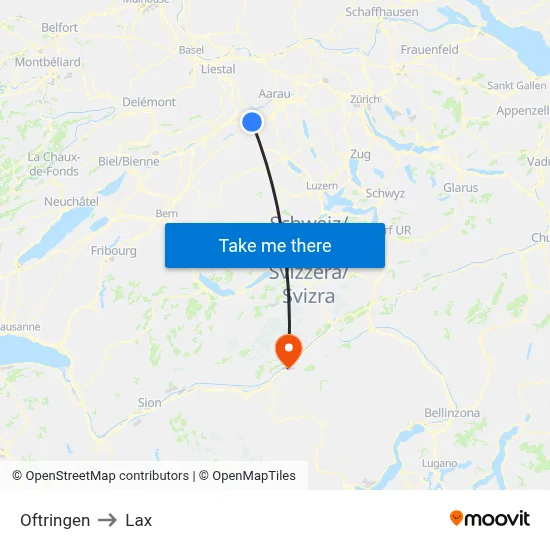 Oftringen to Lax map