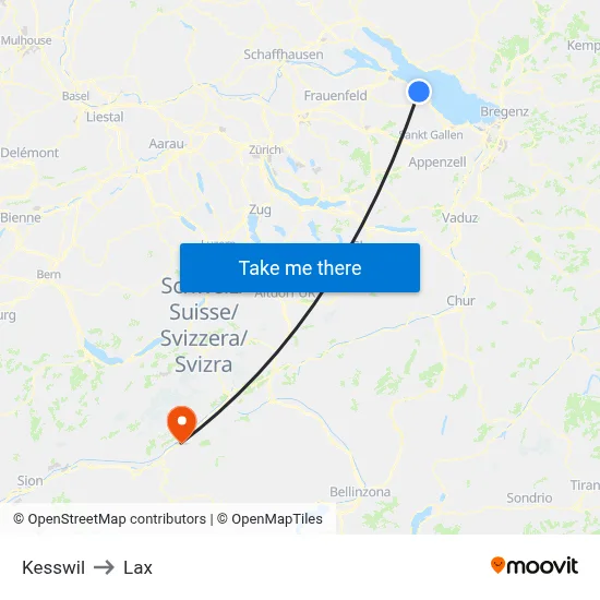 Kesswil to Lax map