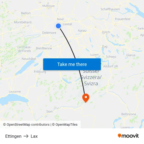Ettingen to Lax map