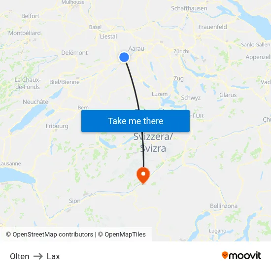 Olten to Lax map