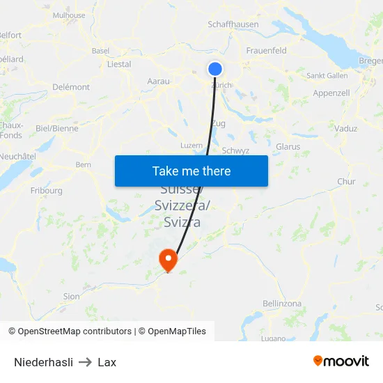 Niederhasli to Lax map