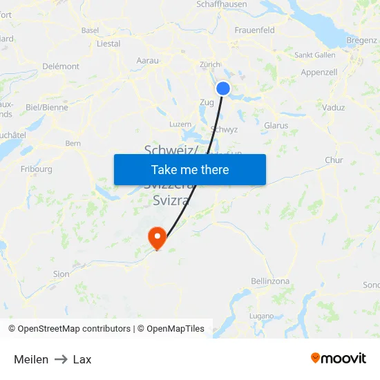 Meilen to Lax map