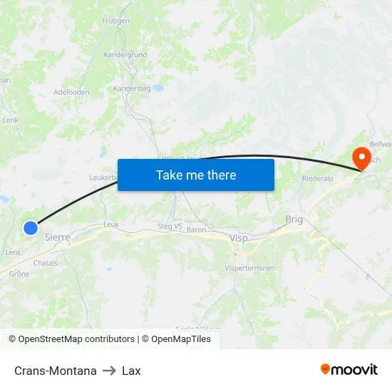 Crans-Montana to Lax map