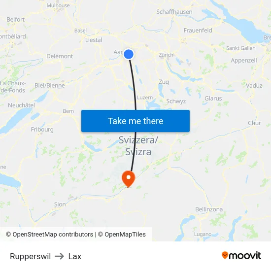 Rupperswil to Lax map
