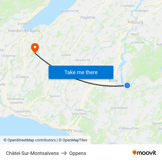 Châtel-Sur-Montsalvens to Oppens map