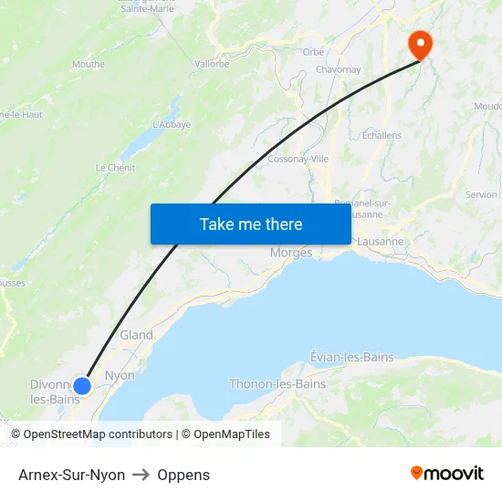 Arnex-Sur-Nyon to Oppens map