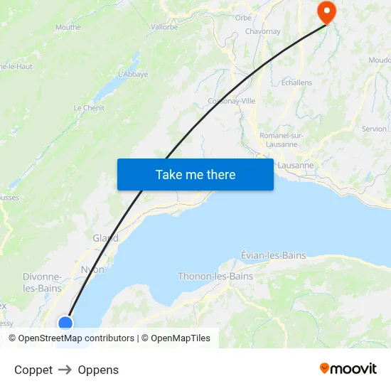 Coppet to Oppens map