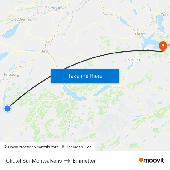 Châtel-Sur-Montsalvens to Emmetten map