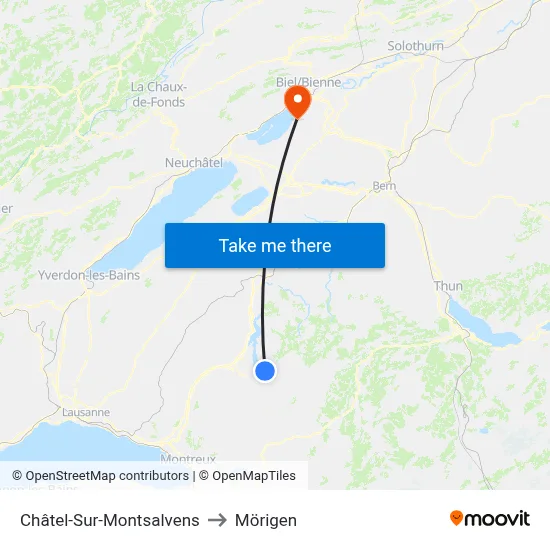 Châtel-Sur-Montsalvens to Mörigen map
