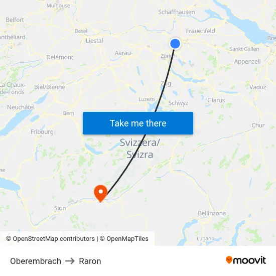 Oberembrach to Raron map
