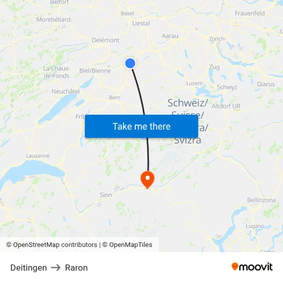 Deitingen to Raron map