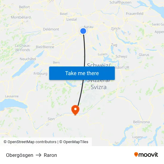 Obergösgen to Raron map