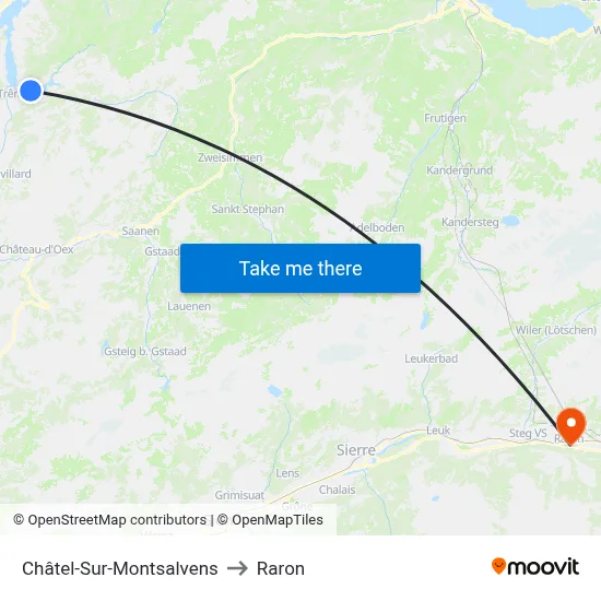 Châtel-Sur-Montsalvens to Raron map